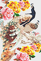Схема для бісеру А-2 квіти птиці Павичі та півонії (білий фон)