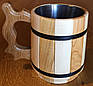 Дерев'яний пивний кухоль з металевою вставкою ручної роботи | 0.5 л | Карпатське дерево | Подарунок для цінителів пива, фото 5