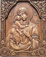 Икона резная деревянная "Федоровская" (30х24см)
