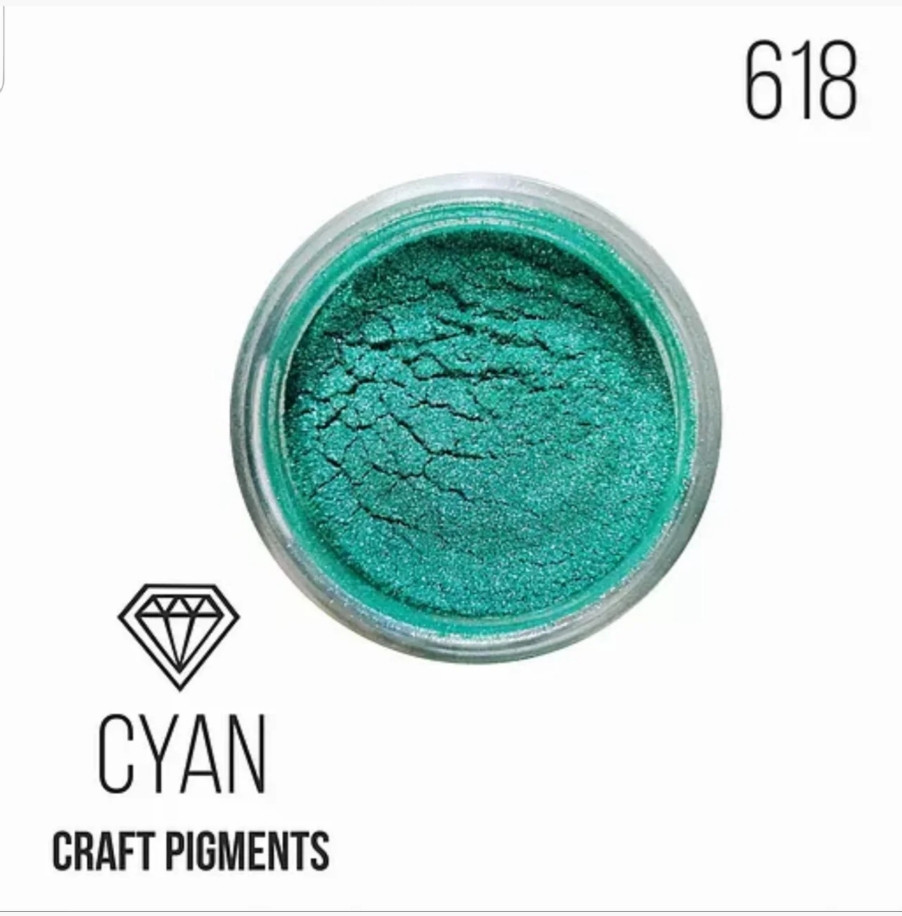 Пігмент перламутр "Cyan", синьо-зелений, для смоли, Крафтсмен. Уп. 10 мл