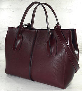 56-2 Натуральна шкіра Сумка жіноча шкіряна бордова формат А4 Сумка жіноча з натуральної шкіри марсала
