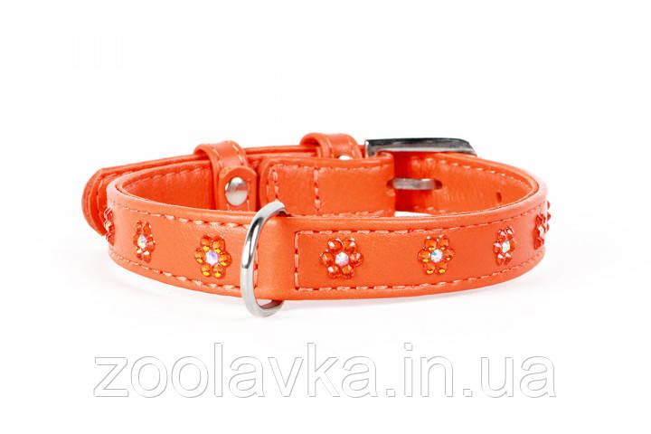 Нашийник Collar Glamour з клейовими стразами Квіточка 27-36 см 15 мм Жовтогарячий
