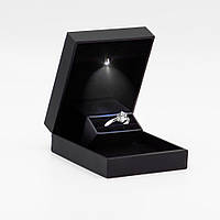 Коробочка для кольца з підсвіткою Slim/ чорна коробочка під кольцо/подарункова коробочка для кільця
