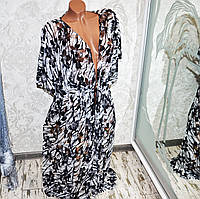 Большой размер 66. Неотразимый длинный гипюровый халат для женщин, черно-белая пляжная туника-парео