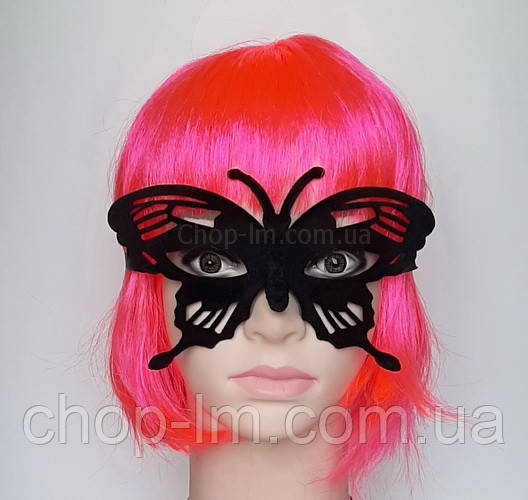 Маска велюровая черная "Бабочка" (карнавальная маска) - фото 2 - id-p1100784222