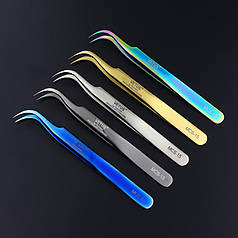 Пінцет Vetus вигнутий MCS-15, колір синій