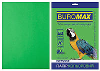 Бумага цветная А4 Buromax INTENSIV 80гм2 зеленый 50л.(BM.2721350-04)