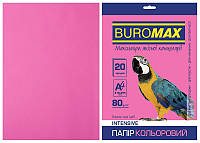 Бумага цветная А4 Buromax INTENSIV 80гм2 малиновый 20л.(BM.2721320-29)