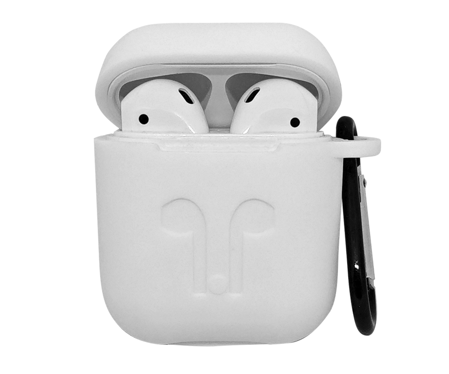 Силіконовий чохол для AirPods з карабіном, Білий