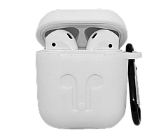 Силіконовий чохол для AirPods з карабіном, Білий