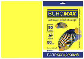 Папір кольоровий А4 Buromax NEON 80гм2 жовтий 50л. (BM.2721550-08)