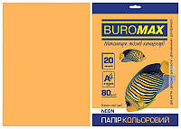 Бумага цветная А4 Buromax NEON 80гм2 оранжевый 20л. (BM.2721520-11)