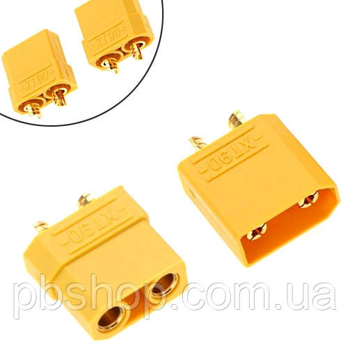 Роз'єм живлення силовий XT90 90А 2pin пара тато-мама для RC, фото 1