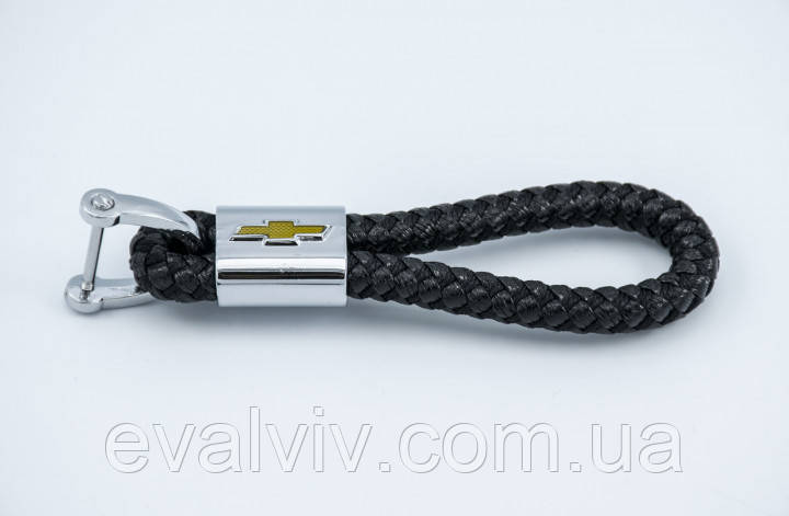 Шкіряний автомобільний брелок Chevrolet Чорний, фото 1