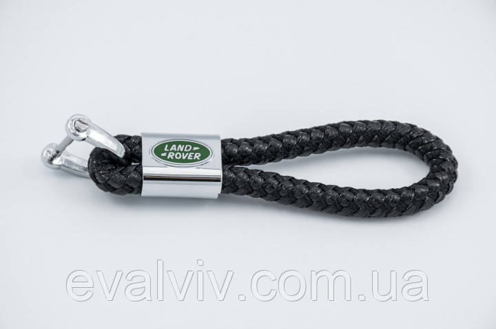Шкіряний автомобільний брелок Land Rover чорний, фото 1