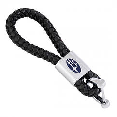 Шкіряний автомобільний брелок  Subaru чорний