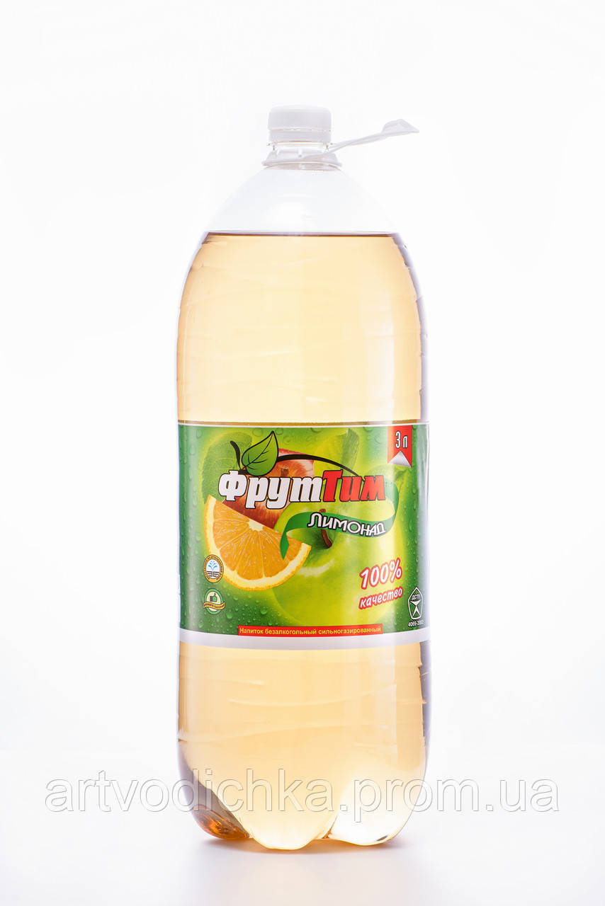 Напій безалкогольний сильногазований "ФрутТим" Лимонад 3л, на основі артезіанської води