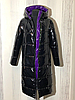 Блискуча жіноча куртка пуховік подовжена з капюшоном розміри 42-50, фото 10
