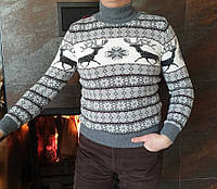 Молодёжный вязаный свитер с оленями размеры M,L,XL,XXL
