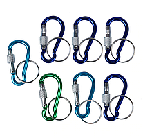 Карабін грушоподібний алюмінієвий похідний з муфтою 50 мм для ключів, сріблястий