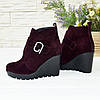 Замшеві черевики жіночі на високій платформі, колір фіолетовий, фото 3