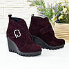 Замшеві черевики жіночі на високій платформі, колір фіолетовий, фото 4