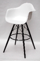 Крісло барне Leon Bar 75-BK білий 07 висота посадки 75 см, чорні ніжки, Eames DAW Barstool