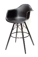 Кресло барное Leon Bar 75-BK черный 04 высота посадки 75 см, черные ножки, Eames DAW Barstool