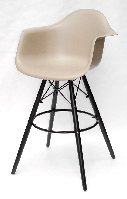 Кресло барное Leon Bar 75-BK бежевый 06 высота посадки 75 см, черные ножки, Eames DAW Barstool