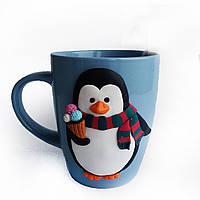 Новорічний кухоль у подарунок на новий рік Сувенірня кухоль із фігуркою пінгвін