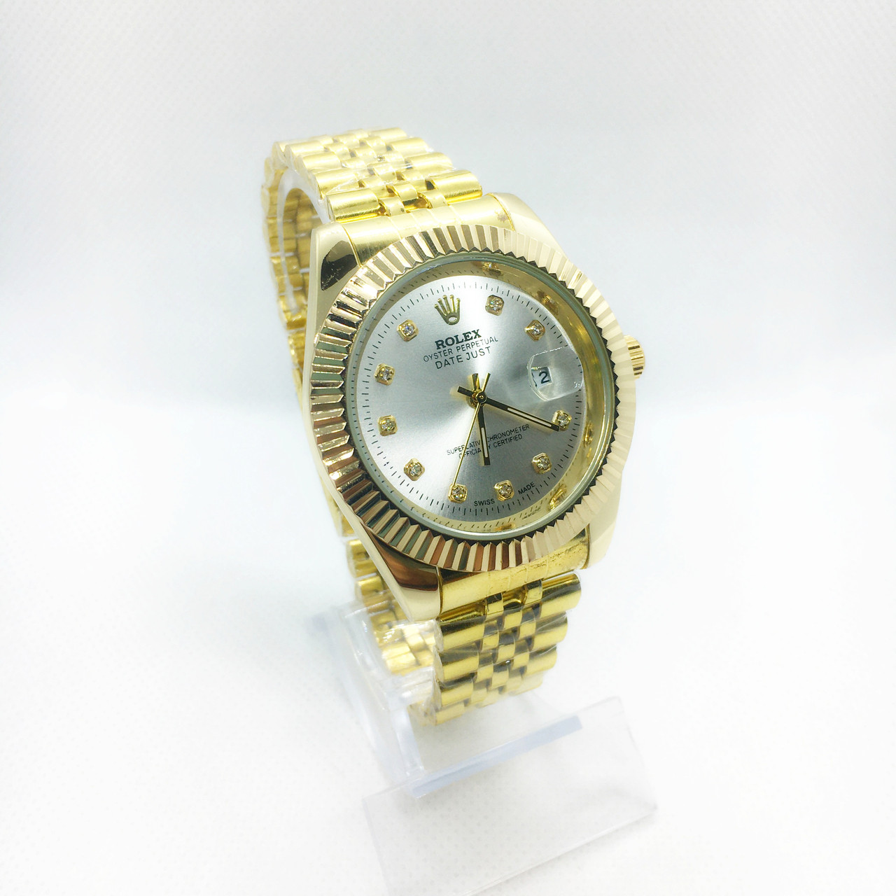 Наручний годинник чоловічий золото з білим циферблатом ( код: IBW263YO )