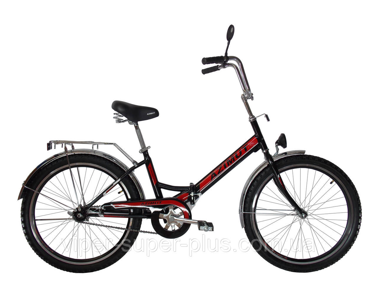 Складаний велосипед Mustang Folding 24*2409 (фара) чорно салатовий чорно-червоний