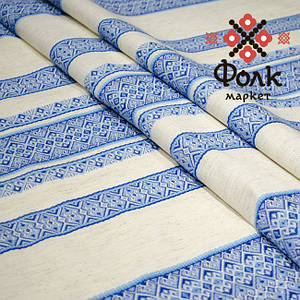 Блакитна тканина з українським орнаментом Містраль