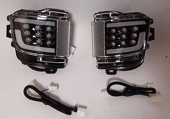 Діодні задні протитуманні Led птф ліхтарі Toyota Land Cruiser LC 200 (15+) чорні