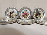 Порцелянові блюдця / підставки в олов'яної рамі Полювання, квіти, фото 3