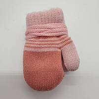 Перчатки варежки детские двойные модные на возраст 0-6 месяцев Светло-розовый 0680