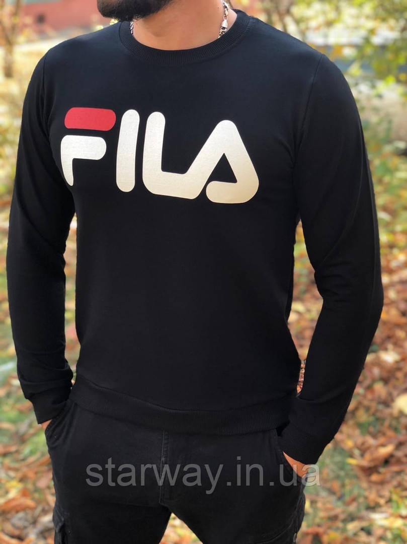 Чорний світшот | стильна кофта fila