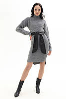 Модное Тёплое Вязаное Платье миди от производителя ZORY серый