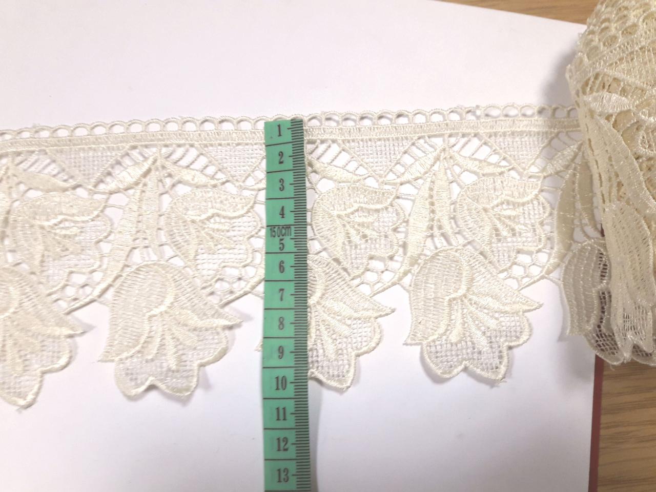 Мереживо кружево макраме на метраж айворі 9,5 см. Колір - кремовий