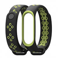 Ремешок Tamister для фитнес-браслета Xiaomi Mi Band 3 и 4 Sport Black with green