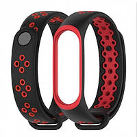 Ремешок Tamister для фитнес-браслета Xiaomi Mi Band 3 и 4 Sport Black with red