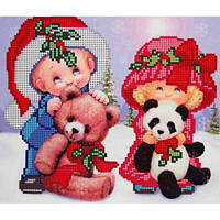 Вышивка схема бисером Детская, Канва Дети Рождественские детки с мишками