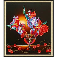 Вышивка сливы бисером, Канва цветы схема натюрморт Огненные цветы