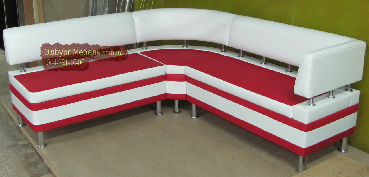 Бордовый диван для кухни с 2-мя ящиками и угловой спинкой - фото 7 - id-p339622809