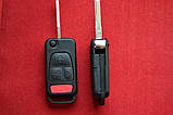 Mercedes ключ викидний 3+1 кнопки корпус Лезо HU64 Без скла, фото 2