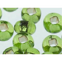57220 Чешский бисер Preciosa 10 для вышивания зеленый оливковый алебастровый прозрачный