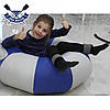 Тюбінг плюшка надувні санки ватрушка 90х30 см до 120 кг з човнового ПВХ 850, для зими і літа, жовто-синій, фото 8