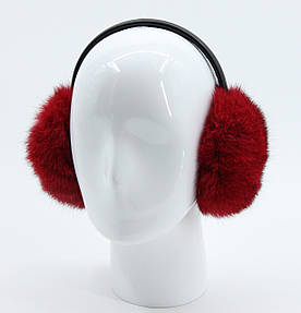 Навушники з регулятором M&JJ Натуральне хутро Яскраво-червоний меланж 22035