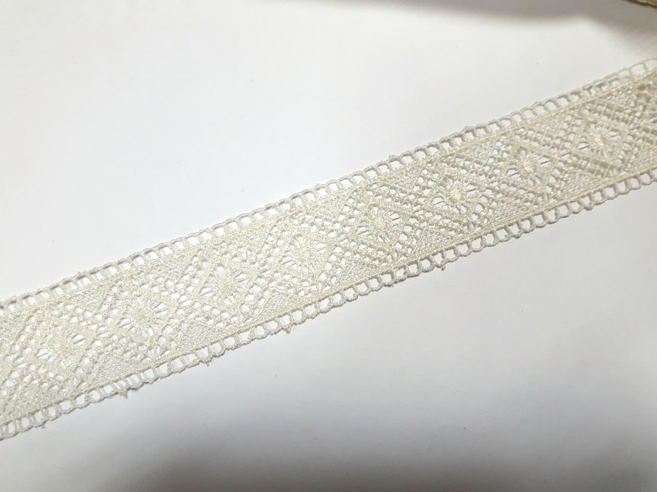 Мереживо кружево на метраж макраме айворі, 4 см. Колір - кремовий