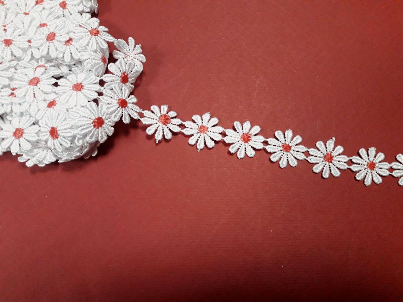 Мереживо кружево макраме на метраж 2.5 см. Вставка " Квіти" біле. Ціна за 1 метр